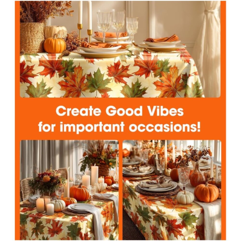 Plastic Table Cloth Disposable 8 Pack, 54 x 108 Inch Table Cloths, Thanksgiving